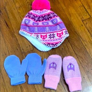 The North Face hat and mitten set